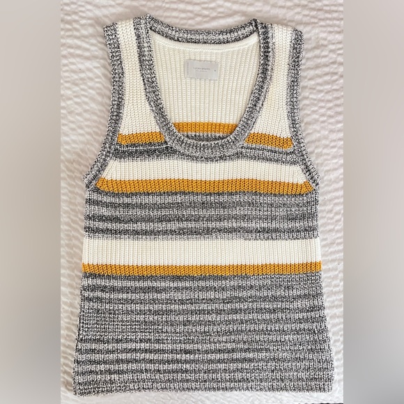 LUCKY BRAND Mustard Colorblock Knit Tank Top/Vest Size Medium - Picture 2 of 10